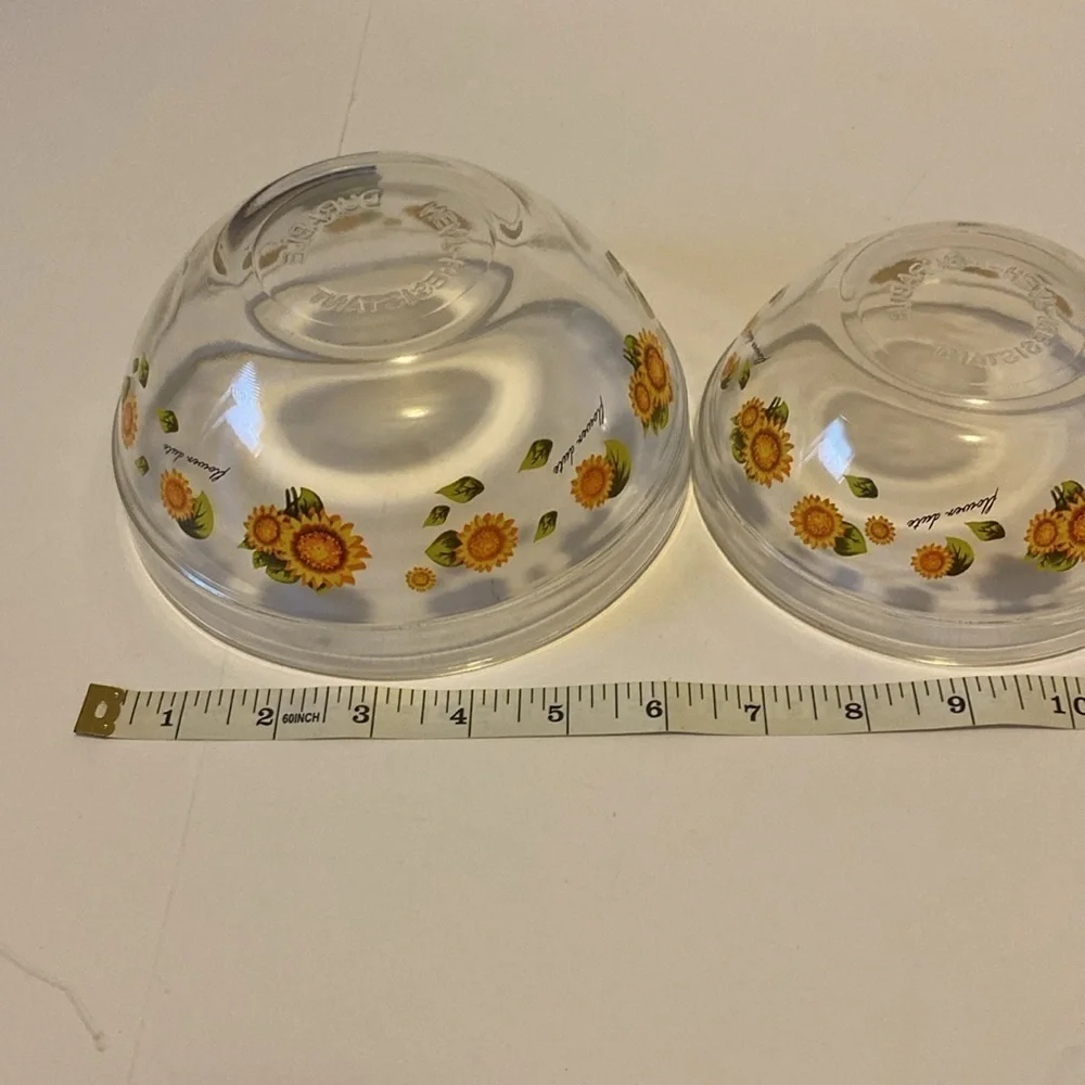 Five Imperial Glass Flower Dute Sunflower Themed Nesting Bowls